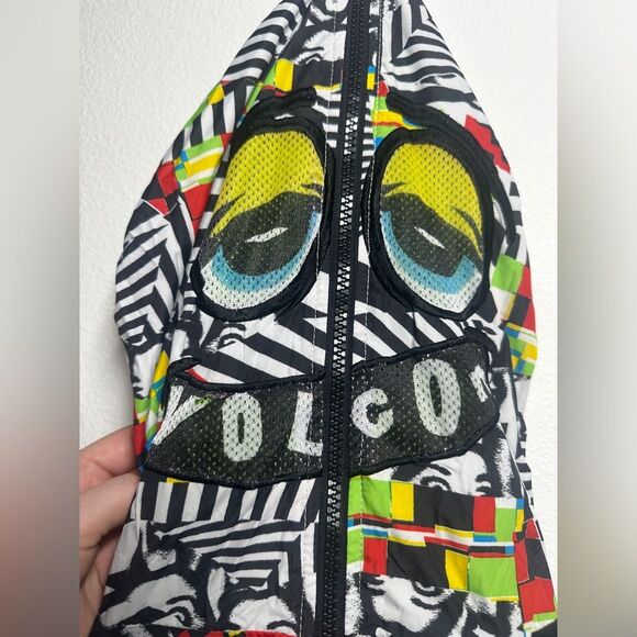 VTG Volcom Trippy Monster Zip Up Jacket Rain Coat Kids small - Picture 2 of 8